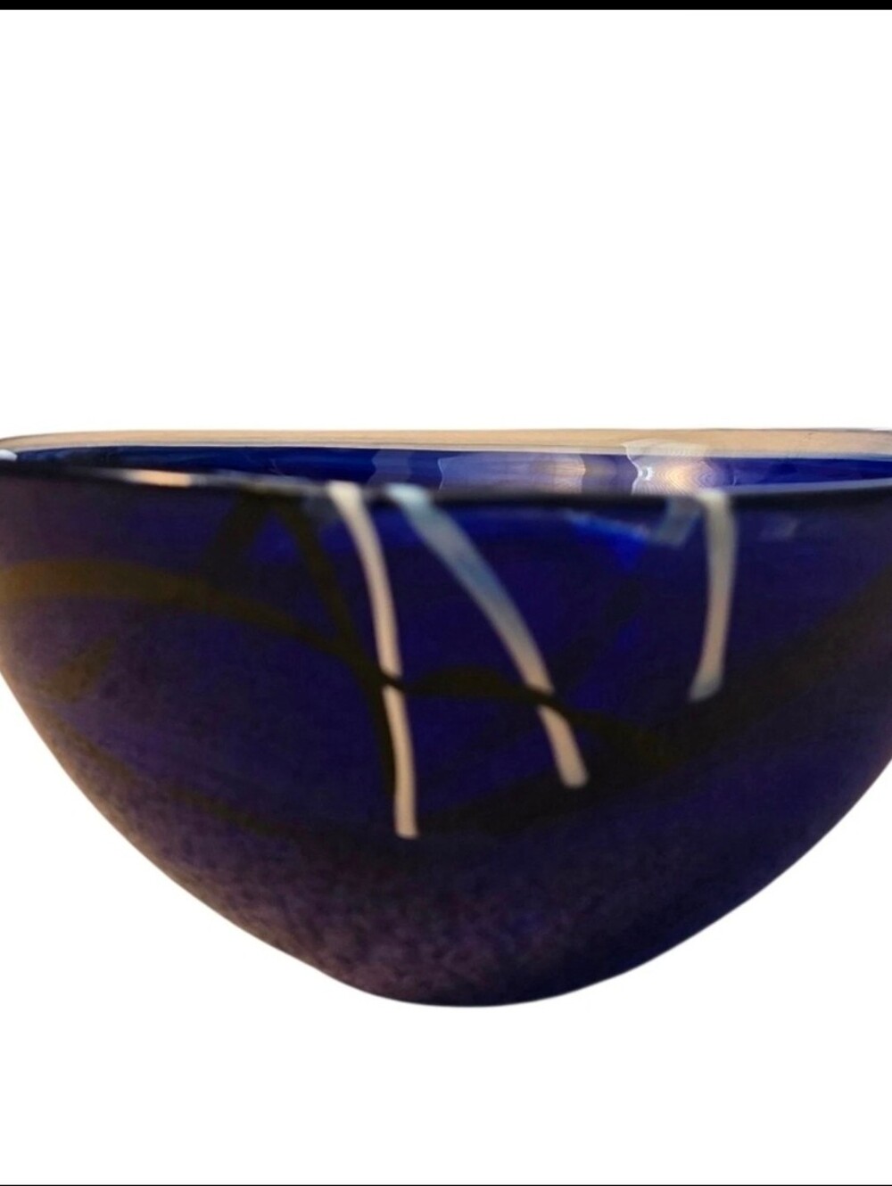 Kosta Boda Cobalt Blue Art Glass Bowl by Anna Ehrner 9" Sweden Signed - Picture 4 of 9